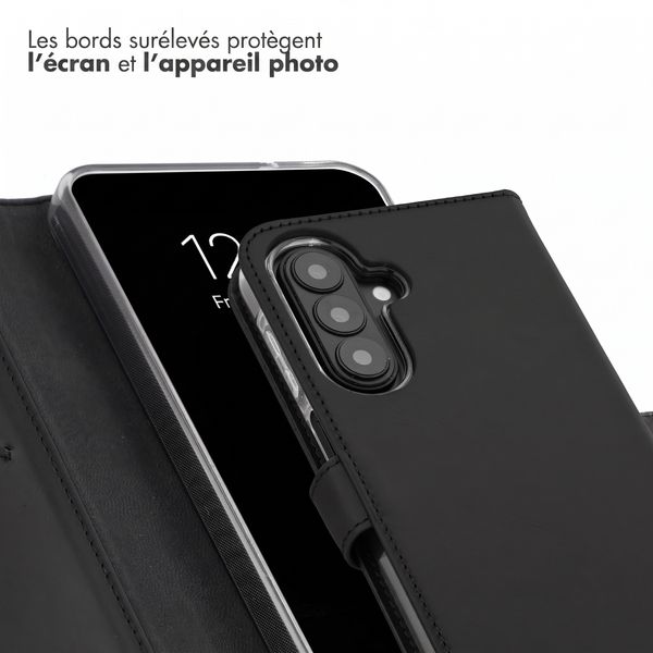 Selencia Étui portefeuille en cuir véritable Samsung Galaxy A27 (5G) - Noir