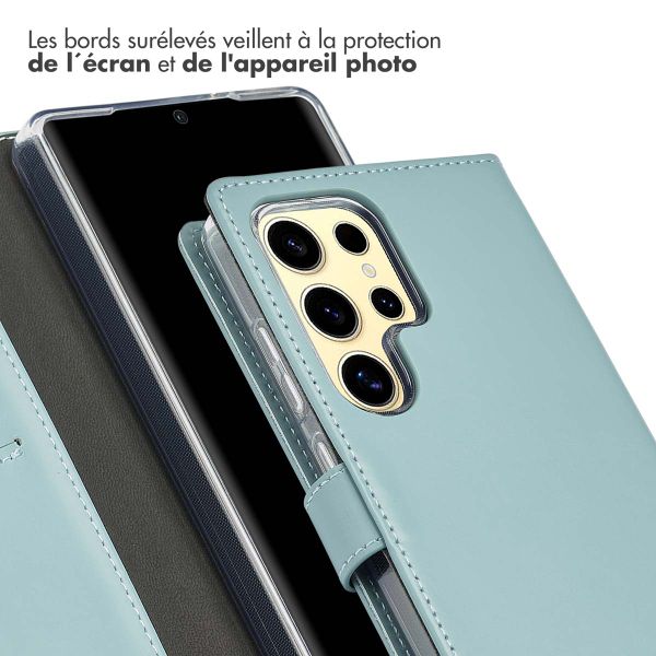 Selencia Étui portefeuille en cuir véritable Samsung Galaxy S25 Ultra - Air Blue