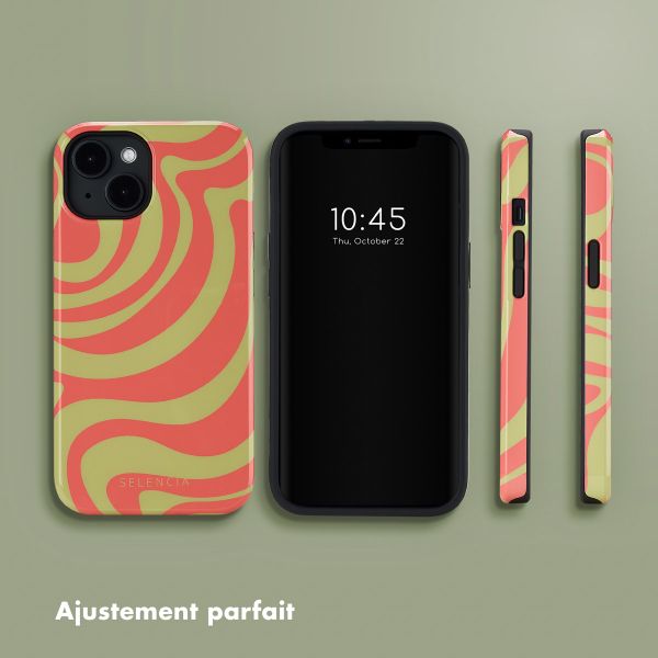 Selencia Coque arrière Vivid avec MagSafe Apple iPhone 14 - Wavy Swirl Orange Fern