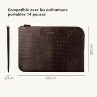 Selencia Pochette ordinateur Croco 14 pouces - Choco Brown