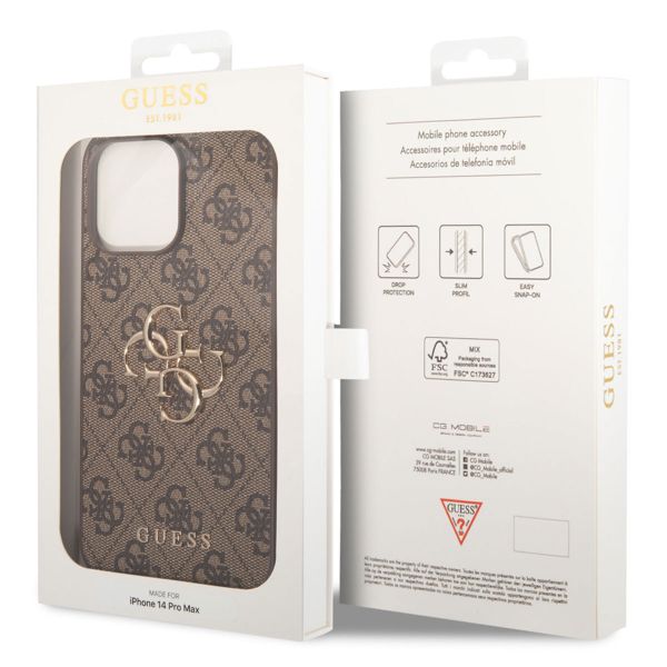 Guess Coque 4G Metal Logo Backcover Apple iPhone 14 Pro Max - Marron