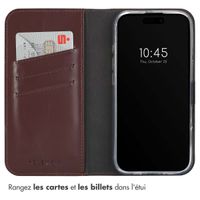 Selencia Étui portefeuille en cuir véritable Apple iPhone 16 Pro Max - Marron