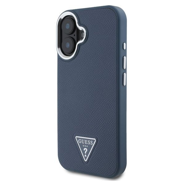 Guess Coque Grained Triangle MagSafe Apple iPhone 16 - Blue