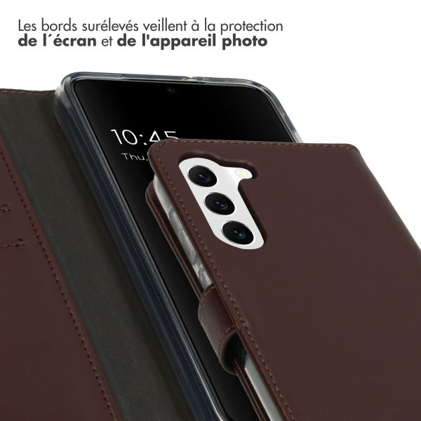 Selencia Étui portefeuille en cuir véritable Samsung Galaxy S23 - Marron