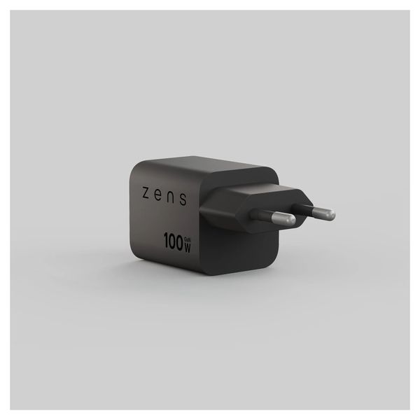 Zens Chargeur compact 2x USB-C 100W - Adaptateur secteur - Noir