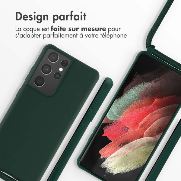 imoshion Coque en silicone avec cordon Samsung Galaxy S21 Ultra - Vert foncé