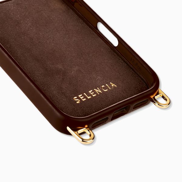 Selencia Coque arrière Rivièra avec MagSafe avec crochets amovibles Apple iPhone 17 Pro Max - Choco Brown