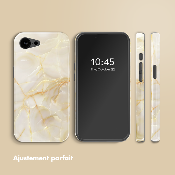Selencia Coque arrière Vivid avec MagSafe Apple iPhone 17e / 16e - Golden Beige Marble