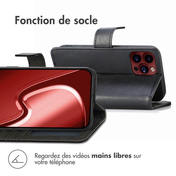 imoshion Étui de télephone portefeuille de luxe Apple iPhone 15 Pro - Noir