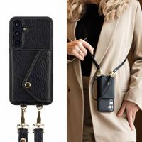Selencia Coque de télephone Sera avec cordon et porte-cartes enveloppe Samsung Galaxy A55 - Noir