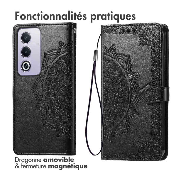 imoshion Etui de télephone Mandala Oppo A40 (4G) / Oppo A40M (4G) / Oppo A60 (5G) - Noir
