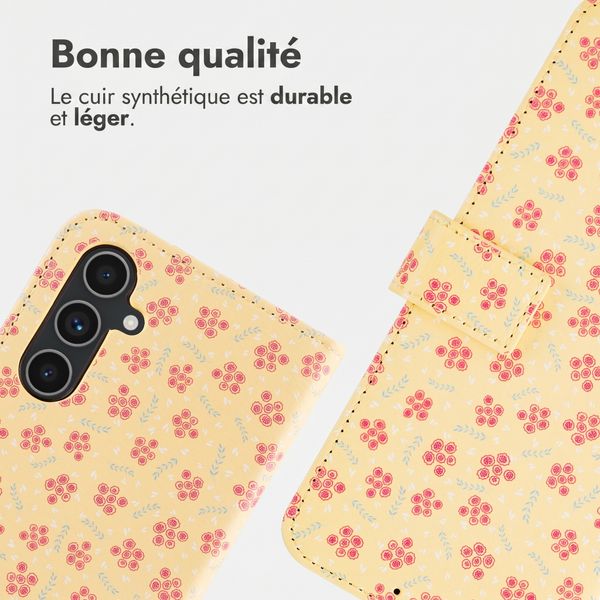 imoshion Étui de télephone portefeuille Design Samsung Galaxy A54 (5G) - Sunny Yellow Petite Flowers
