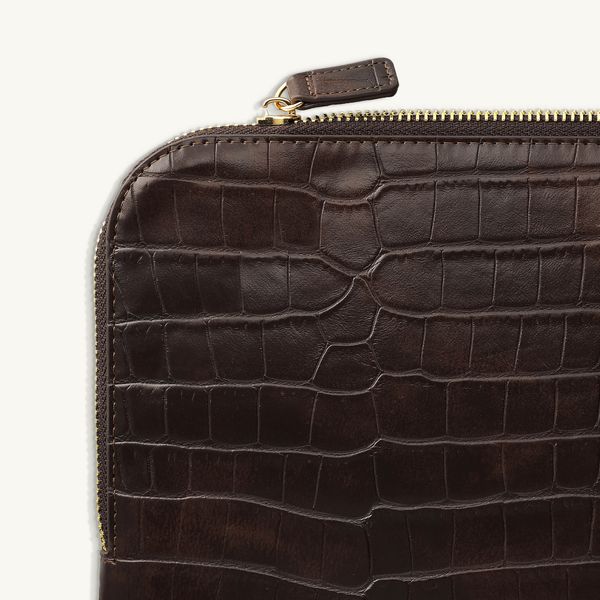Selencia Pochette ordinateur Croco 11 pouces - Choco Brown