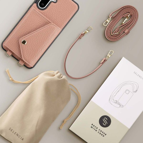 Selencia Coque de télephone Sera avec cordon et porte-cartes enveloppe Samsung Galaxy A36 / A56 - Old Pink