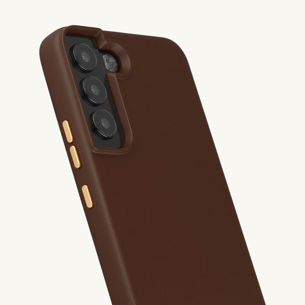 Selencia Coque arrière Rivièra avec MagSafe avec crochets amovibles Samsung Galaxy S22 - Choco Brown