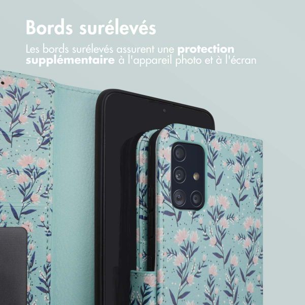 imoshion Étui de télephone portefeuille Design Samsung Galaxy A51 - Blue Flowers