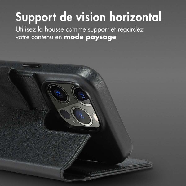 Accezz Étui de télephone portefeuille en cuir 2-en-1 avec MagSafe Apple iPhone 14 Pro - Onyx Black