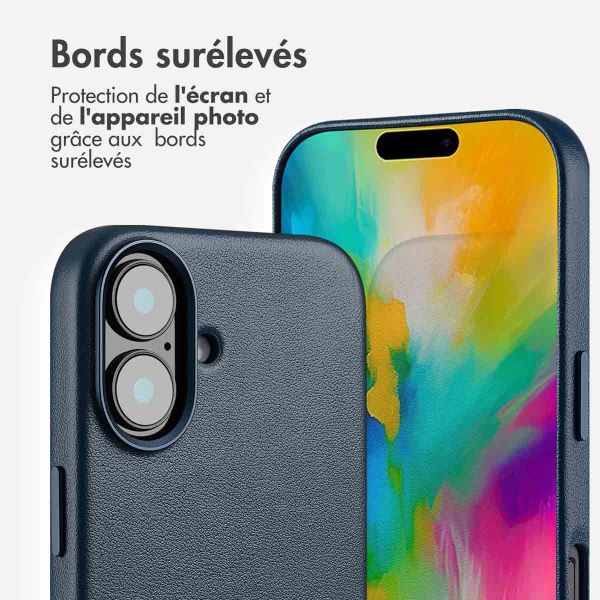 Accezz Coque arrière en cuir avec MagSafe Apple iPhone 16 - Nightfall Blue