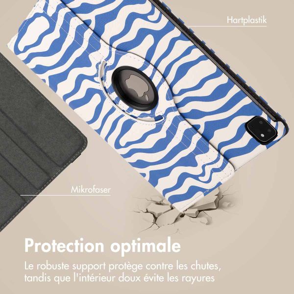 imoshion Coque Design rotatif à 360° Apple iPad Pro 12.9 (2018/2020/2021/2022) - White Blue Stripes
