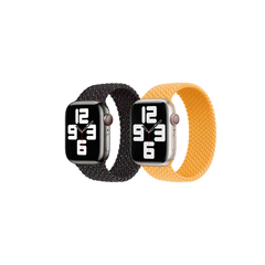Apple 2 Pack Bracelet Solo tressé Apple Watch | 38/40/41/42 mm - Taille 4 - Black Unity/ Maize
