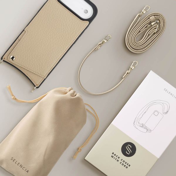 Selencia Coque de télephone Nova avec cordon et porte-cartes Apple iPhone Air - Beige