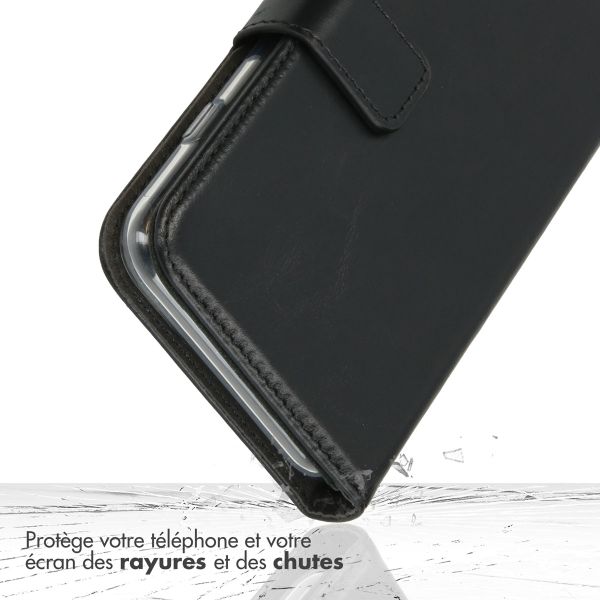 Selencia Étui portefeuille en cuir véritable Apple iPhone 11 - Noir