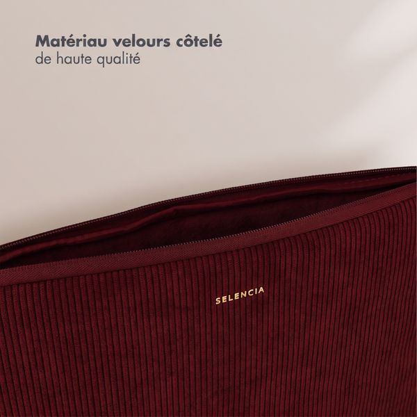 Selencia Pochette ordinateur Corduroy 15-16 pouces - Deep Burgundy