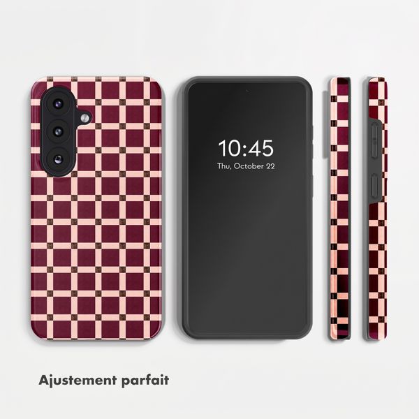 Selencia Coque arrière Vivid avec MagSafe Samsung Galaxy S26 - Check This Burgundy