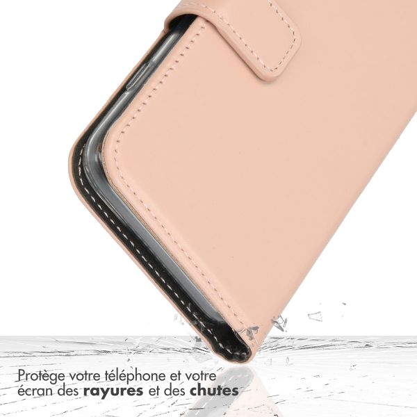 Selencia Étui portefeuille en cuir véritable Apple iPhone 17e / 16e - Dusty Pink