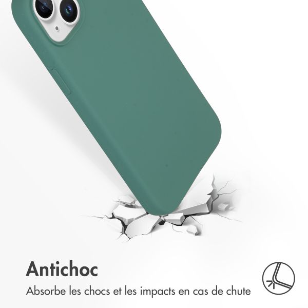 Accezz Coque Liquid Silicone avec MagSafe Apple iPhone 15 Plus - Vert foncé