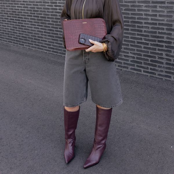 Selencia Pochette ordinateur Croco 13 pouces - Burgundy