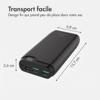 imoshion Batterie externe 20 000 mAh - Chargeur rapide 22,5 W - USB-C / USB-A - Noir