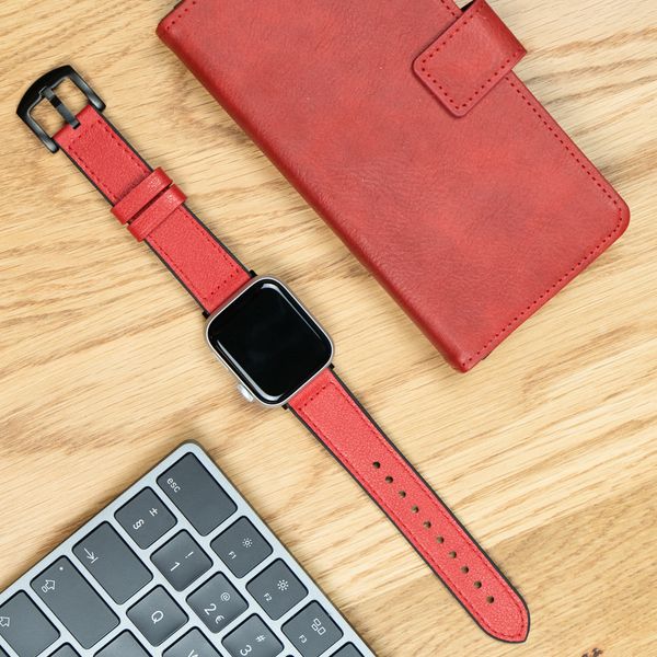imoshion Bracelet en cuir véritable Apple Watch | 38/40/41/42 mm - Rouge