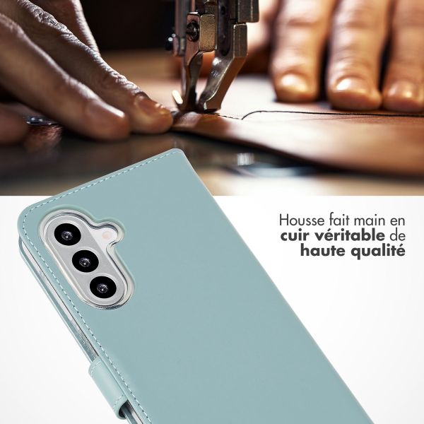 Selencia Étui portefeuille en cuir véritable Samsung Galaxy A26 - Air Blue
