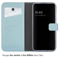 Selencia Étui portefeuille en cuir véritable Samsung Galaxy S25 - Air Blue