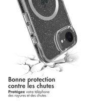 imoshion Coque arrière transparente Pailletée avec MagSafe Apple iPhone 17e / 16e - Argent