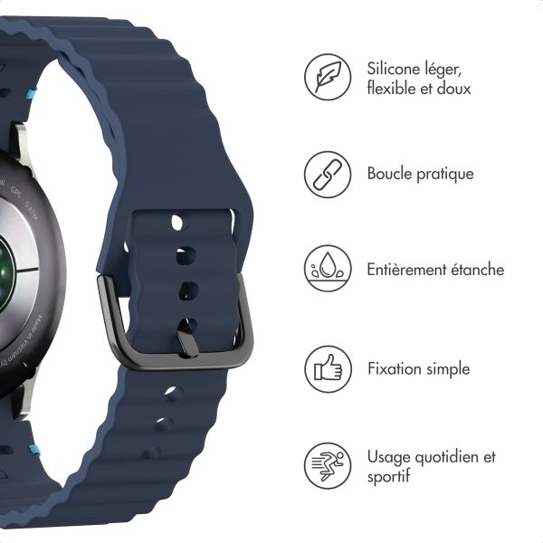 imoshion Bracelet Wave en silicone Samsung Galaxy Watch 4 / 5 / 6 / 7 / FE (20 mm) - Bleu foncé