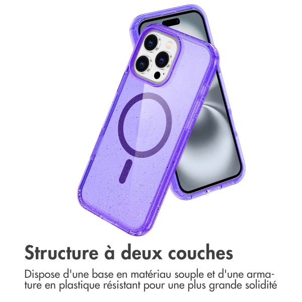 imoshion Coque Pailletée avec MagSafe Apple iPhone 16 Pro - Paillettes Violet