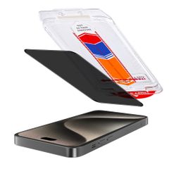 Accezz Protection d'écran en verre trempé avec filtre de confidentialité + Applicateur Apple iPhone 15 Pro