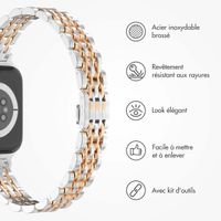 Selencia Bracelet en acier slim style Jubilee Apple Watch | 38/40/41/42 mm - Argent & Or Rose