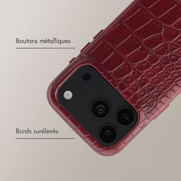 Selencia Coque arrière Croco avec MagSafe Apple iPhone 18 Pro Max / 17 Pro Max - Burgundy