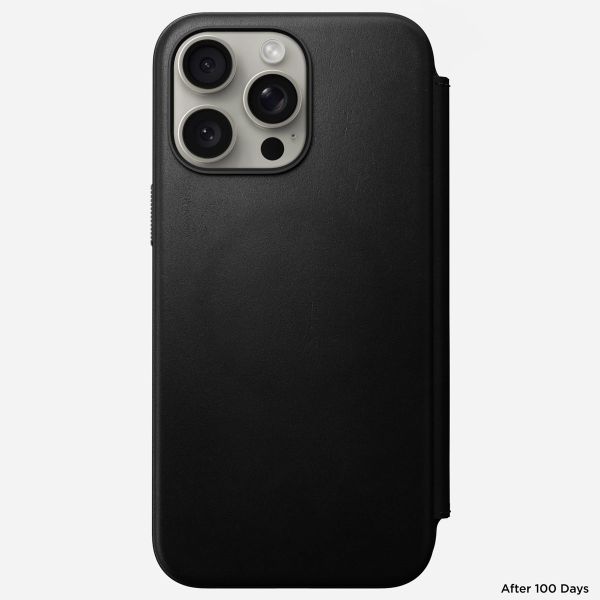 Nomad Étui de télephone portefeuille Modern Leather Folio Apple iPhone 15 Pro Max - Noir