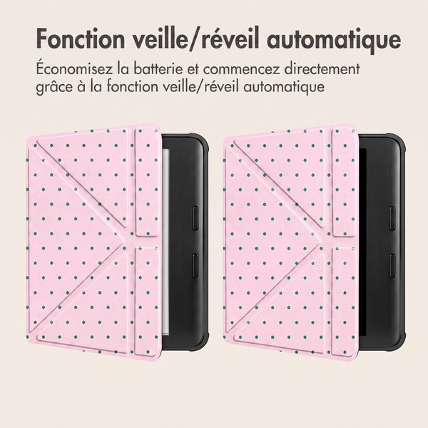 imoshion Étui de liseuse portefeuille design Pliable Kobo Libra Colour - Happy Dots