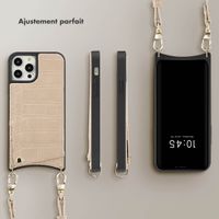 Selencia Coque de télephone Nova Croco avec cordon et porte-cartes Apple iPhone 12 (Pro) - Beige
