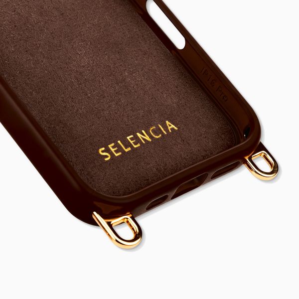 Selencia Coque arrière Rivièra avec MagSafe avec crochets amovibles Apple iPhone 16 Pro Max - Choco Brown