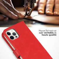 Selencia Étui portefeuille en cuir véritable Apple iPhone 12 (Pro) - Rouge