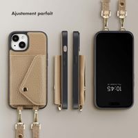 Selencia Coque de télephone Sera avec cordon et porte-cartes enveloppe Apple iPhone 15 - Taupe