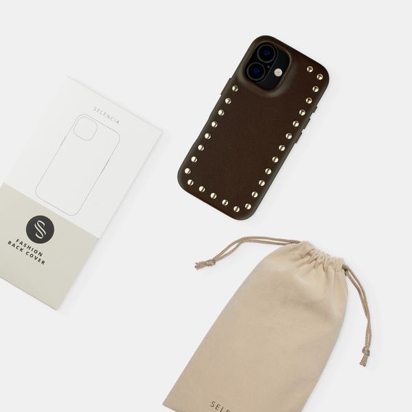 Selencia Coque arrière Studs avec MagSafe Apple iPhone 16 Pro - Cacao Crush