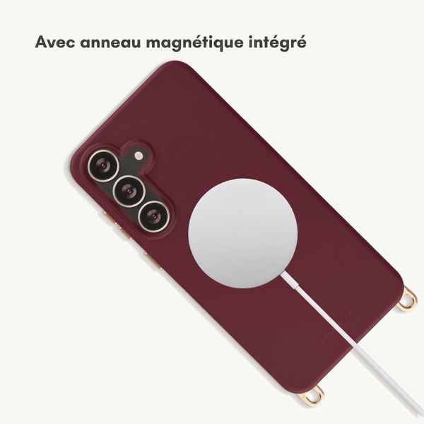 Selencia Coque arrière Rivièra avec MagSafe avec crochets amovibles Samsung Galaxy S25 FE - Bold Burgundy