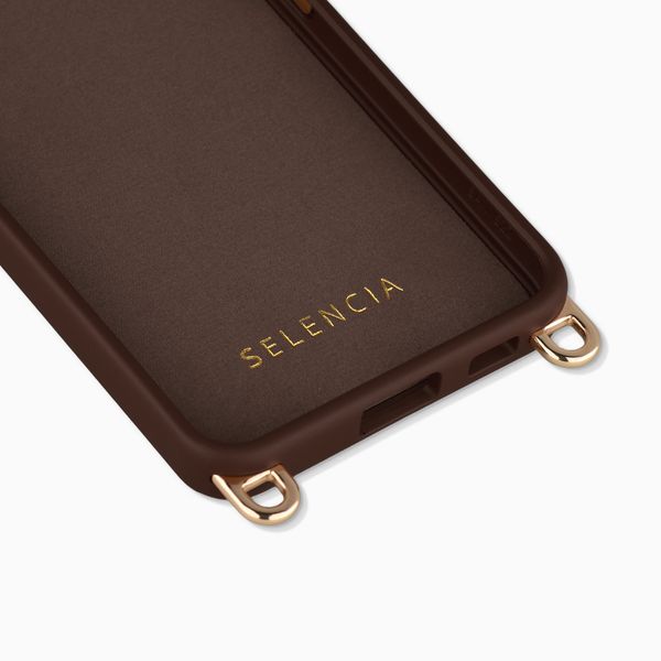 Selencia Coque arrière Rivièra avec MagSafe avec crochets amovibles Samsung Galaxy S26 - Choco Brown